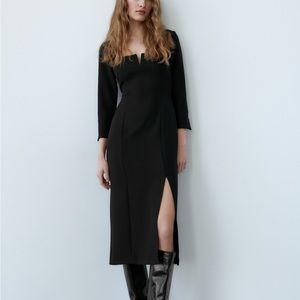 ZARA: SQUARE NECK MIDI DRESS